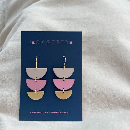 Lola Treble earrings in putty, pink and gold