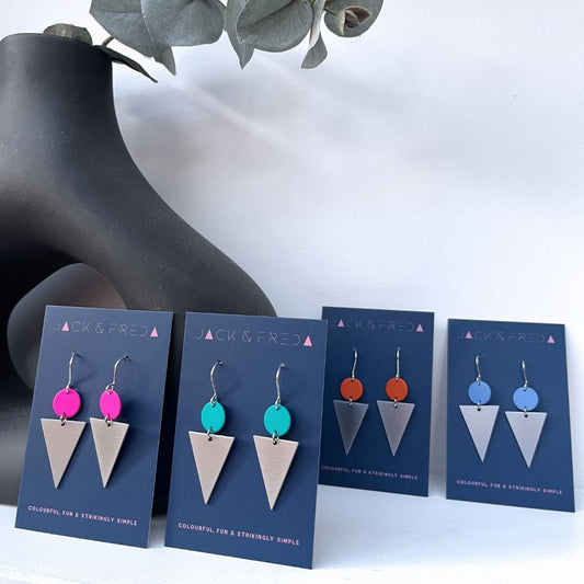 LOLA TRIANGLE EARRINGS (SILVER) - VARIOUS COLOURS