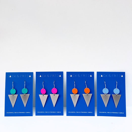 LOLA TRIANGLE EARRINGS (SILVER) - VARIOUS COLOURS