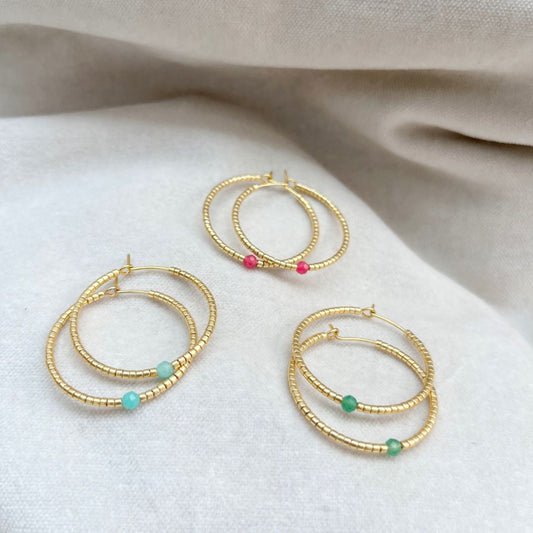 MIYUKI BEAD HOOP EARRINGS