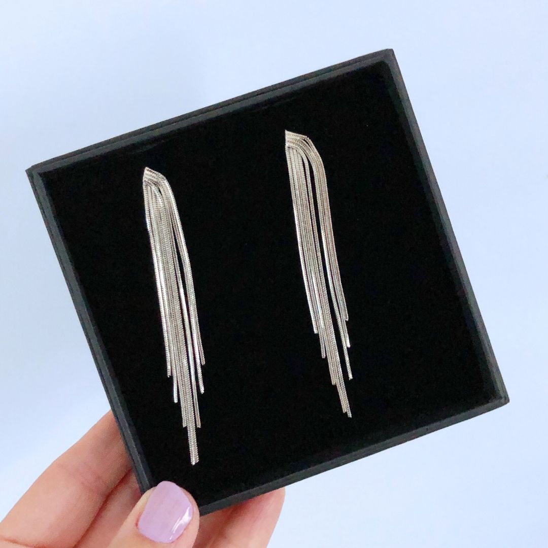 Fringe earrings deals silver