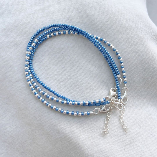 SILVER SEED BEAD BRACELETS - VARIOUS COLOURS