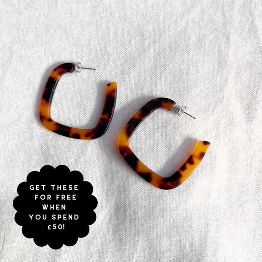 NEW! TORTOISE SHELL SQUARE HOOPS